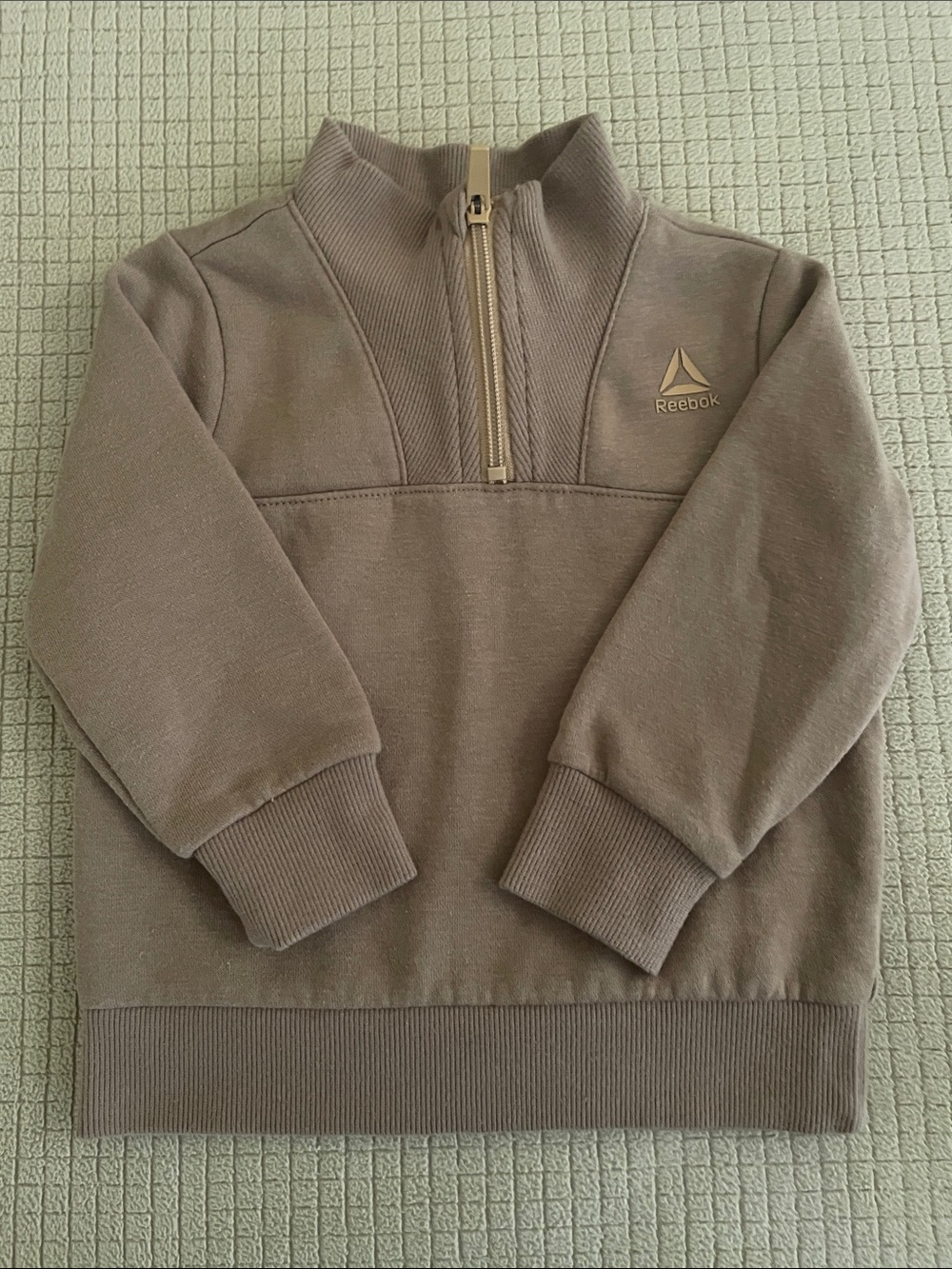 Reebok Kids Zip-Neck Sweater in Taupe Brown 18 Mo.